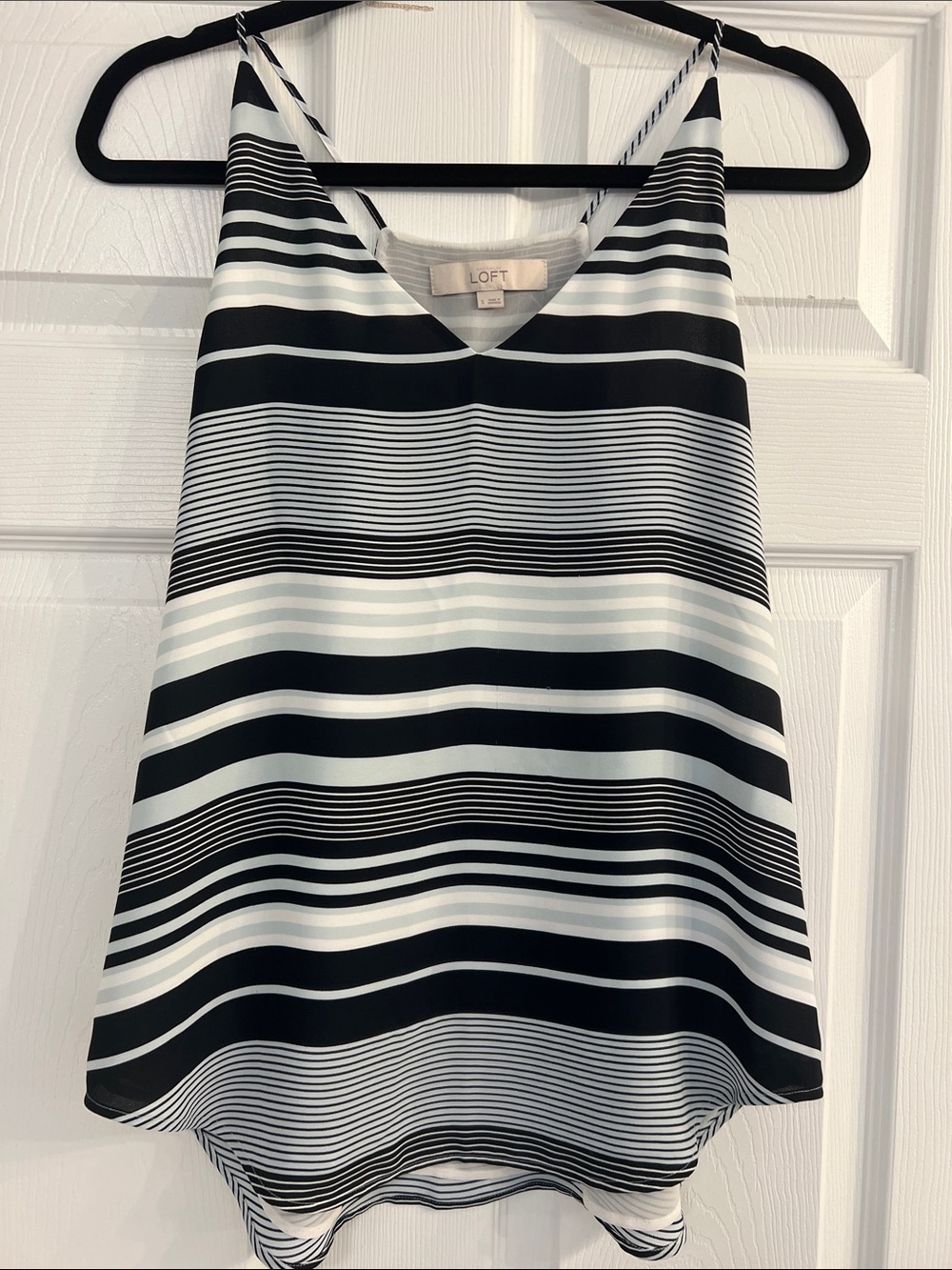 LOFT Navy and White Striped V-Neck Tank
